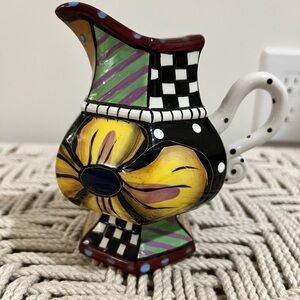 Studio Design works hand painted Colorful Ceramic creamer with Floral Design